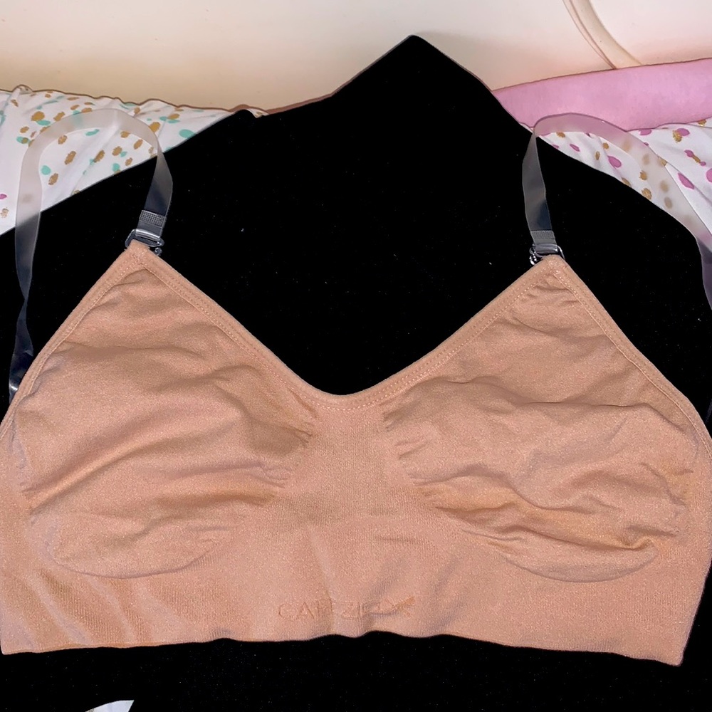 nude bra with clear straps